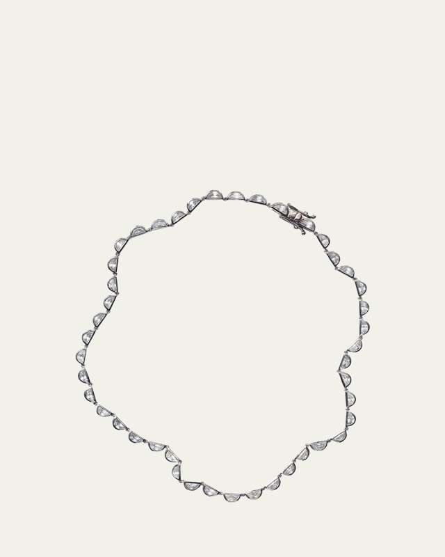 Riviere Scallop Half-Moon White Zircon Tennis Necklace
